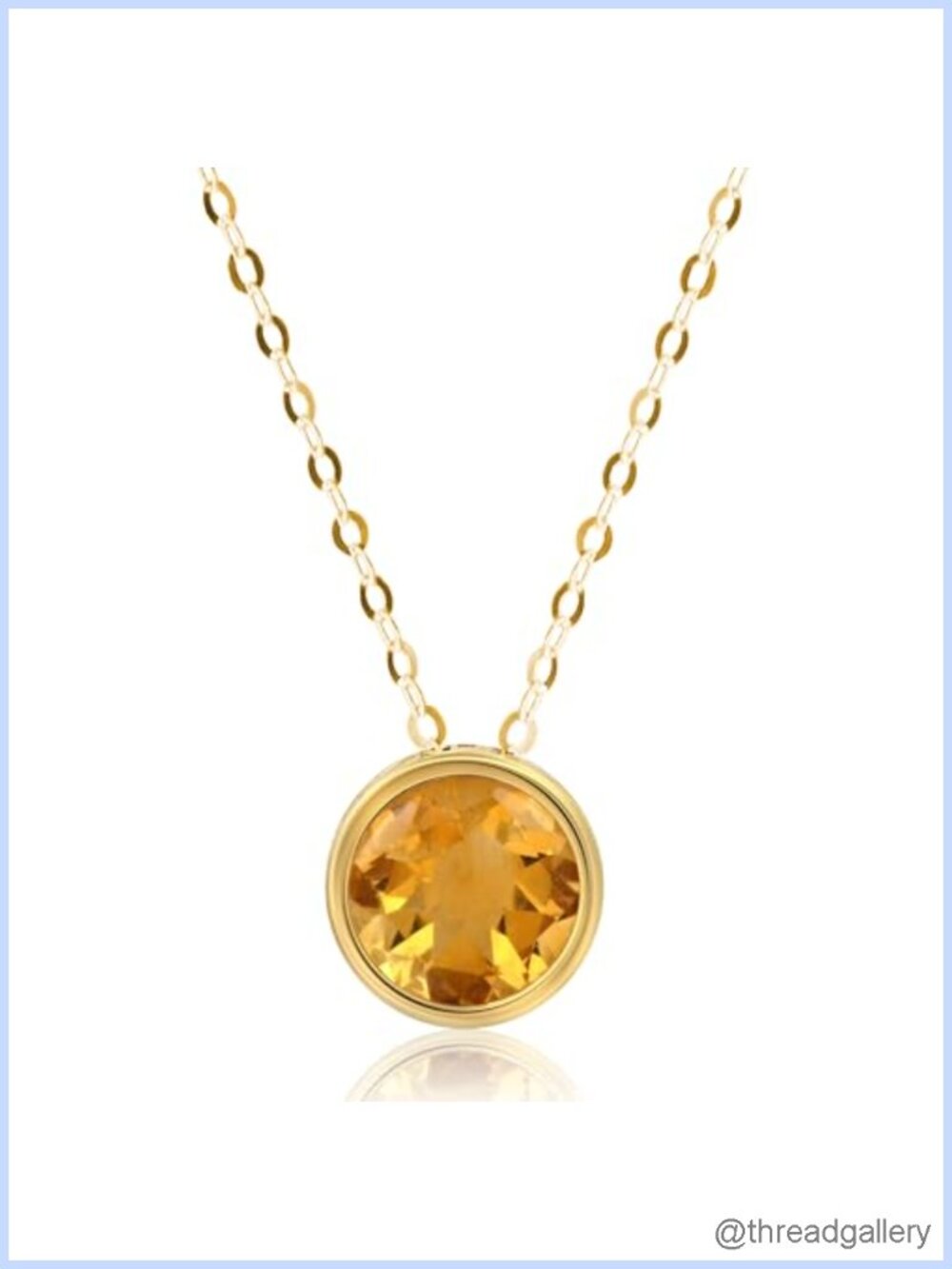 MAX + STONE 14K Gold Citrine Pendant Necklace 18" Cable Chain Bezel November